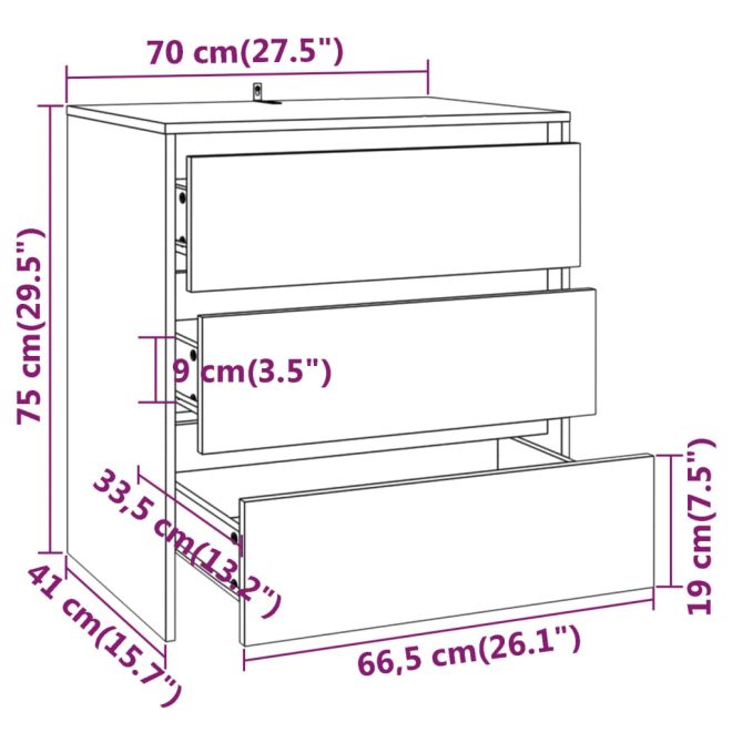 Sideboard 70x41x75 cm Engineered Wood – White