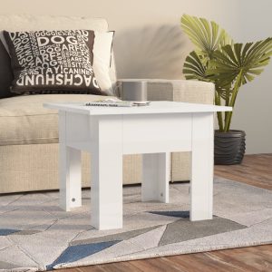 Coffee Table 55x55x42 cm Engineered Wood – High Gloss White