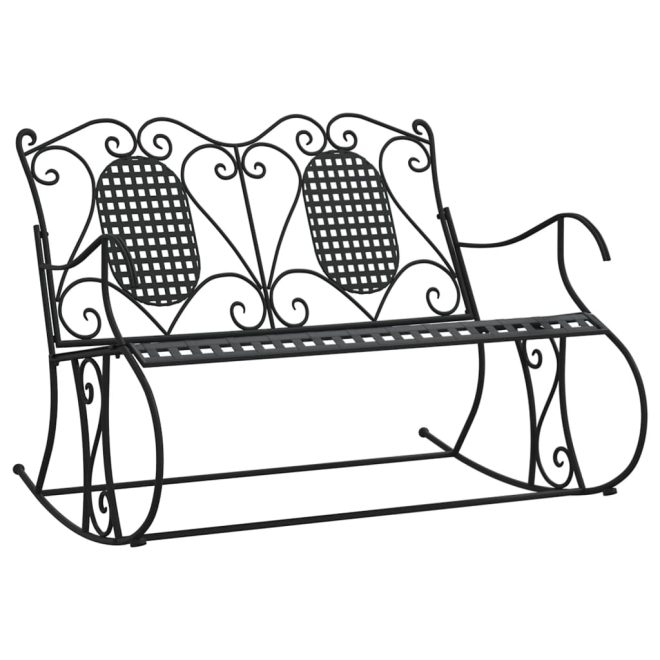 2-Seater Rocking Bench Black Steel – 113x84x94 cm