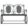 2-Seater Rocking Bench Black Steel – 113x84x94 cm