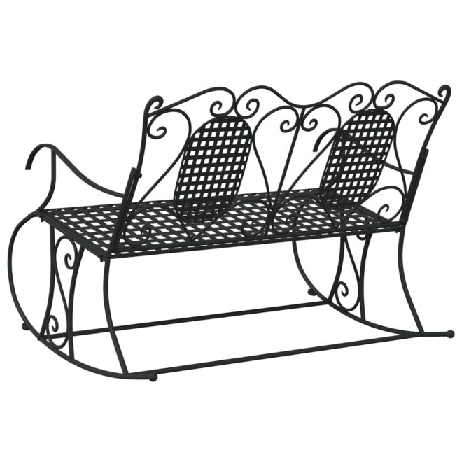 2-Seater Rocking Bench Black Steel – 113x84x94 cm