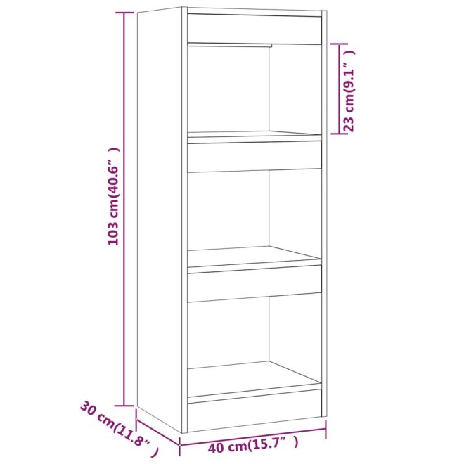 Coralville Book Cabinet/Room Divider 40x30x103 cm Engineered Wood – White