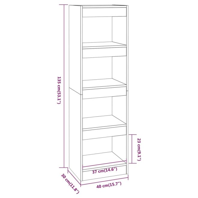 Eastlake Book Cabinet/Room Divider 40x30x135 cm – White