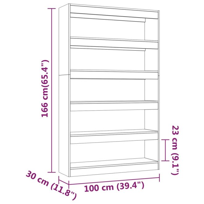 Bradwell Book Cabinet/Room Divider 100x30x166 cm – White