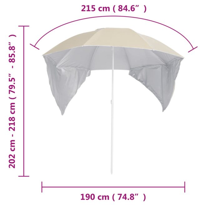 Beach Umbrella with Side Walls 215 cm – Sand