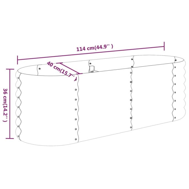 Garden Planter Powder-coated Steel – 114x40x36 cm, Grey