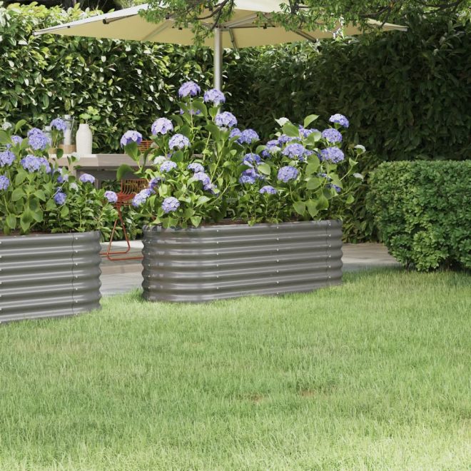 Garden Planter Powder-coated Steel – 114x40x36 cm, Grey