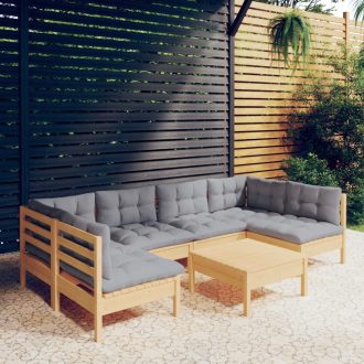 7 Piece Garden Lounge Set with Cushions Solid Pinewood