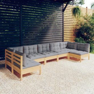 7 Piece Garden Lounge Set with Cushions Solid Pinewood