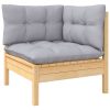 10 Piece Garden Lounge Set with Cushions Solid Pinewood – Brown and Grey