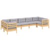 7 Piece Garden Lounge Set with Cushions Pinewood – Brown and Grey