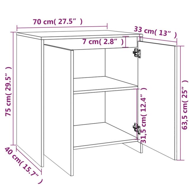 3 Piece Sideboard Engineered Wood – White