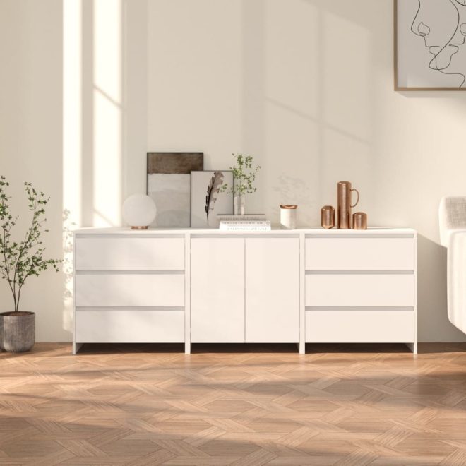 3 Piece Sideboard Engineered Wood – White