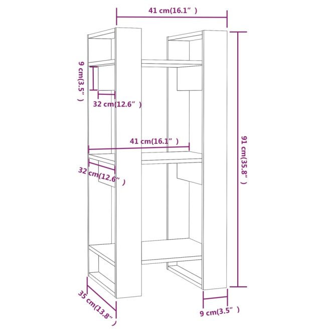 Dale Book Cabinet/Room Divider 41x35x91 cm Solid Wood Pine – Brown