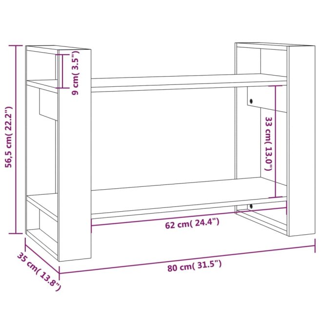 Boldon Book Cabinet/Room Divider 80x35x56.5 cm Solid Wood Pine – Brown