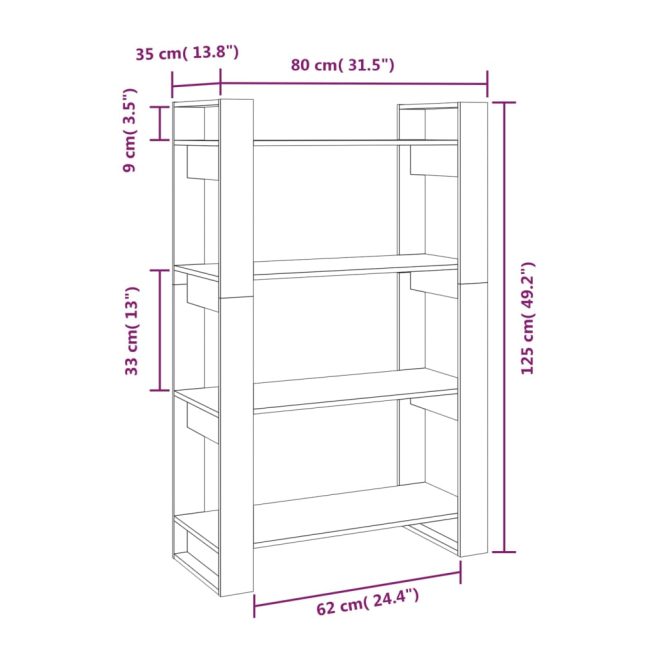 Westampton Book Cabinet/Room Divider 80x35x125 cm Solid Wood Pine – Brown