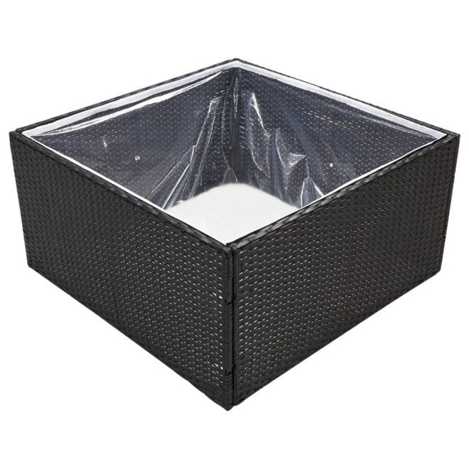 Garden Planter Poly Rattan – 80x80x40 cm, Black