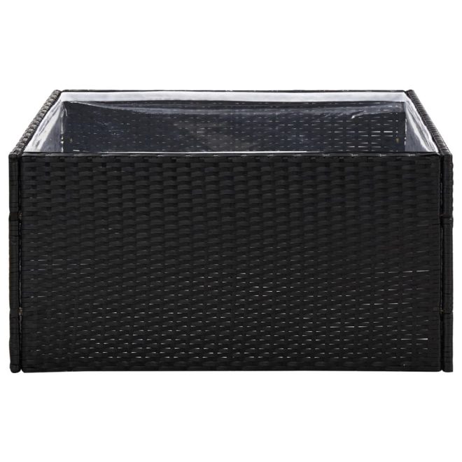 Garden Planter Poly Rattan – 80x80x40 cm, Black