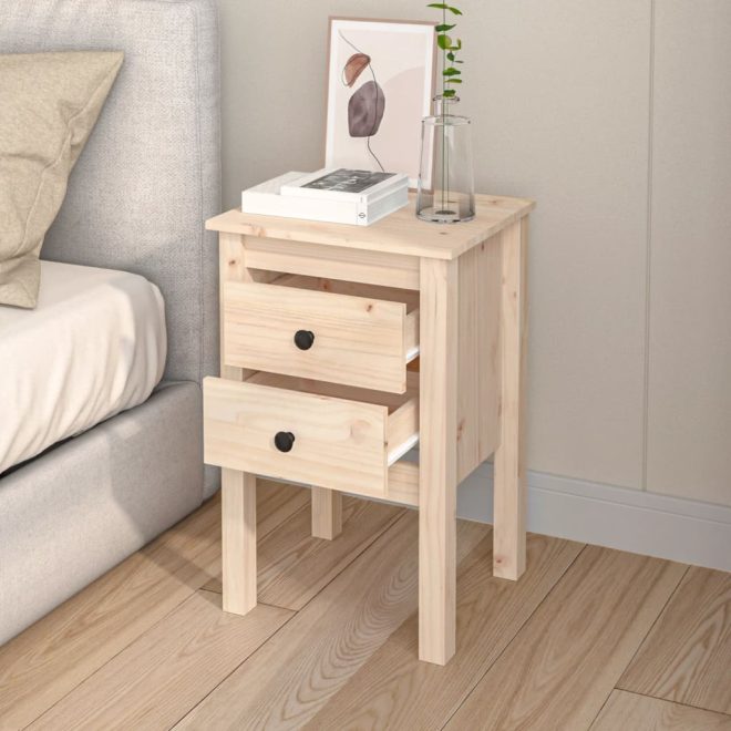 Duarte Bedside Cabinet 40x35x61.5 cm Solid Wood Pine – Brown, 1