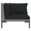 Garden Lounge Set with Cushions Poly Rattan Dark Grey – 5X Middle + 3X Corner