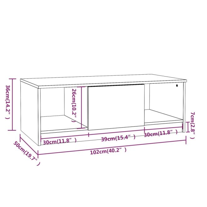 Coffee Table 102x50x36 cm Engineered Wood – White