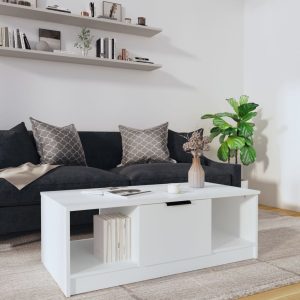 Coffee Table 102x50x36 cm Engineered Wood – White