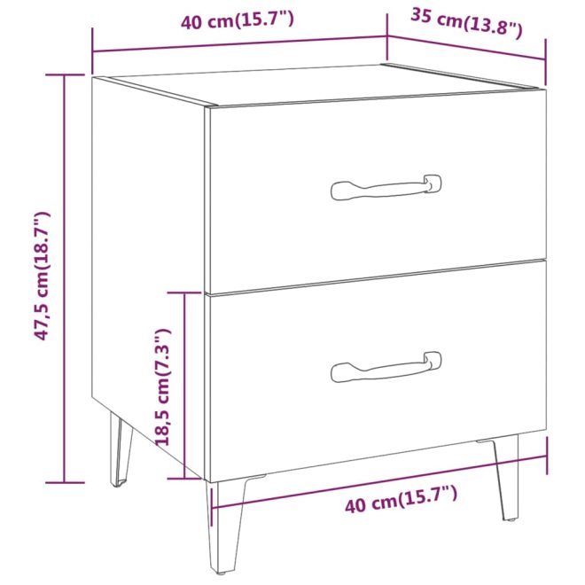 Broadlands Bedside Cabinet 40x35x47.5 cm – White, 1