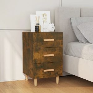 Bismarck Bedside Cabinet 40x40x66 cm Engineered Wood – Smoked Oak