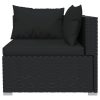 Garden Lounge Set with Cushions Poly Rattan Black – 3X Corner + 4X Middle + 2X Footrest