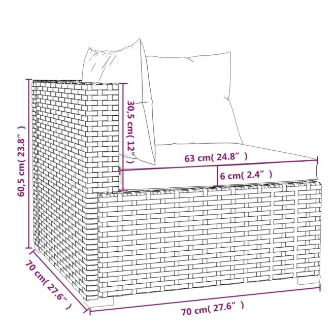 Garden Lounge Set with Cushions Poly Rattan Grey – 4X Corner + 5X Middle + Footrest