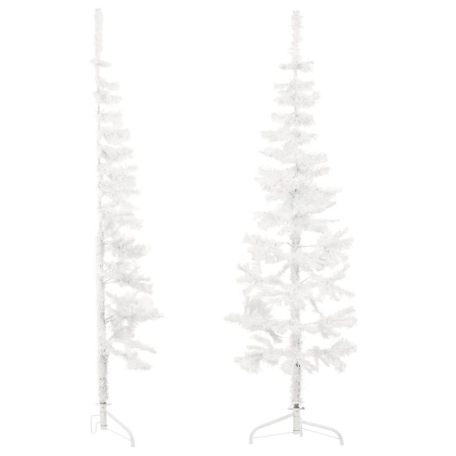 Slim Artificial Half Christmas Tree with Stand – 120×40 cm, White