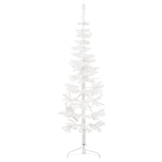 Slim Artificial Half Christmas Tree with Stand – 120×40 cm, White