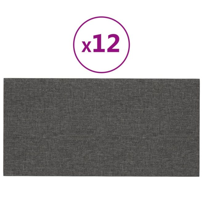 Wall Panels 12 pcs Dark Grey 30×15 cm Fabric – 30×15 cm