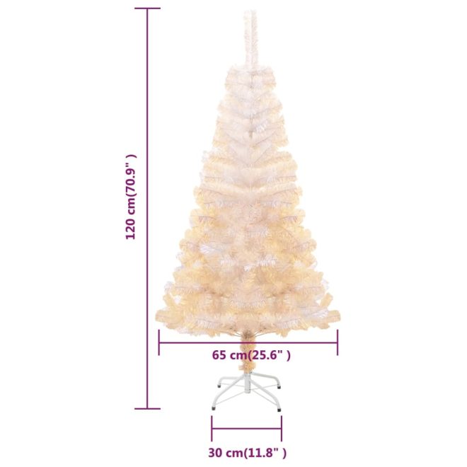 Artificial Christmas Tree with Iridescent Tips PVC – 120×65 cm, White