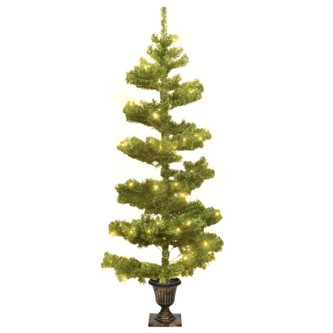 Swirl Christmas Tree with Pot and LEDs PVC – 120×65 cm, Green