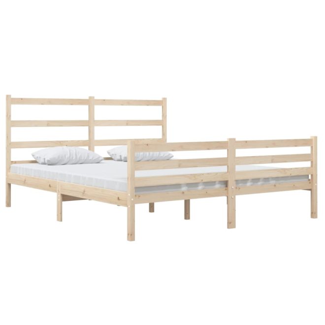 Agery Bed Frame Solid Wood Pine – QUEEN, Brown