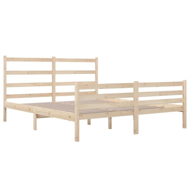 Agery Bed Frame Solid Wood Pine – QUEEN, Brown