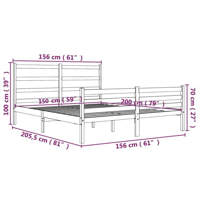 Agery Bed Frame Solid Wood Pine – QUEEN, Brown