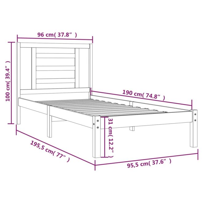 Parnaroo Bed Frame Solid Wood Pine – SINGLE, White