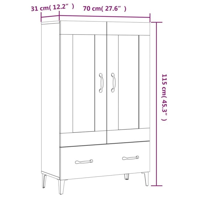 Highboard 70x31x115 cm Engineered Wood – Black