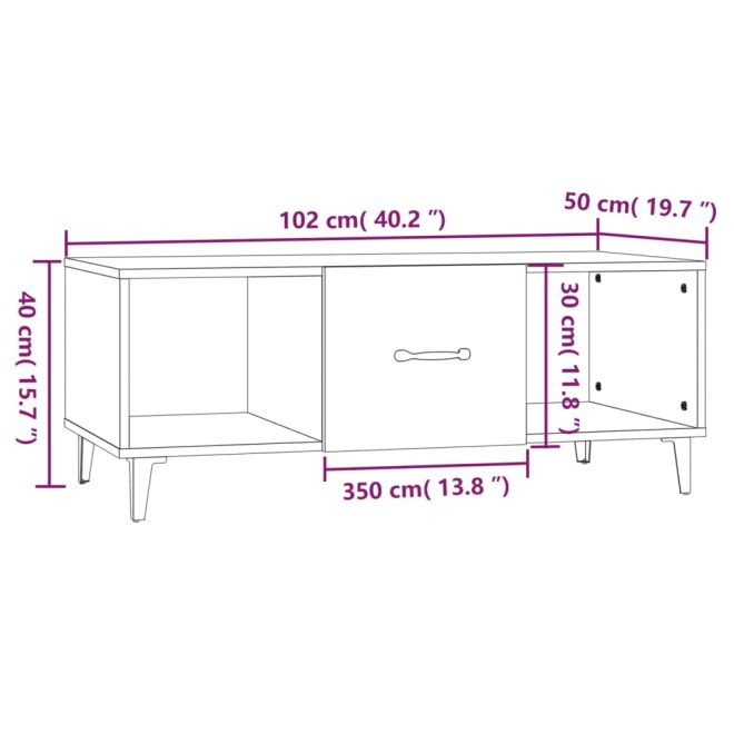 Coffee Table 102x50x40 cm Engineered Wood – White