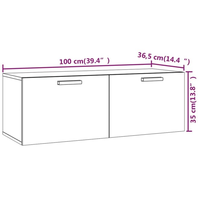 Americus Wall Cabinet 100×36.5×35 cm Engineered Wood – High Gloss White