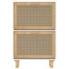 Shoe Cabinet 52x25x80 cm Engineered Wood and Natural Rattan – White