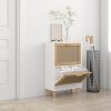 Shoe Cabinet 52x25x80 cm Engineered Wood and Natural Rattan – White