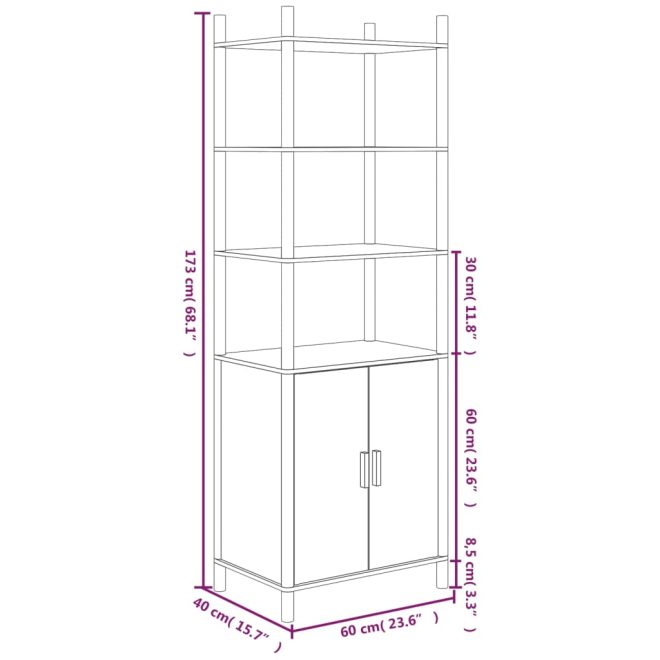 Highboard 60x40x173 cm Engineered Wood – White