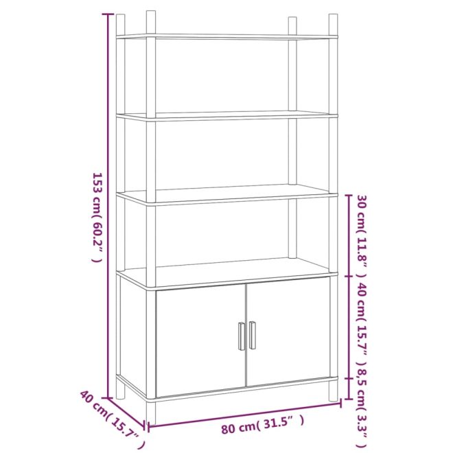 Highboard 80x40x153 cm Engineered Wood – White