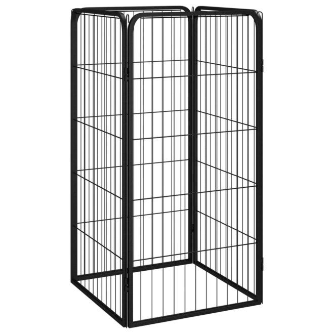 Dog Playpen Black Powder-coated Steel – 50x50x100 cm