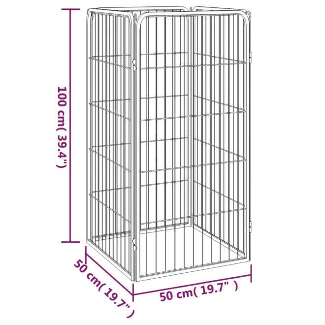 Dog Playpen Black Powder-coated Steel – 50x50x100 cm