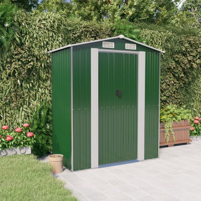 Garden Shed 192x108x223 cm Galvanised Steel – Green