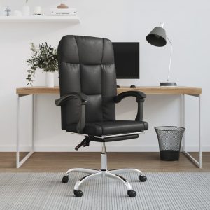 Reclining Office Chair Black Faux Leather